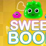 Farebná ilustrácia troch roztomilých želé postavičiek s výraznými očami na žltom pozadí s textom SWEET BOOM