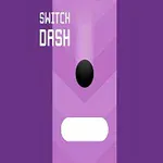 Fialové pozadie s čiernym a bielym tvarom, textom Switch Dash v ľavom hornom rohu