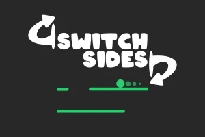 Text Switch Sides s dvoma šípkami okolo a zelenými čiarami na čiernom pozadí