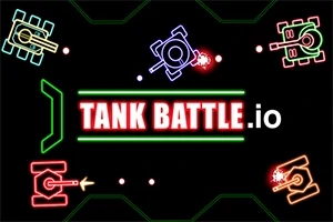 Farebné neonové tanky okolo loga textu TANK BATTLE
