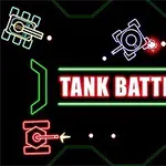 Farebné neonové tanky okolo loga textu TANK BATTLE