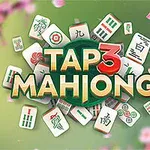 Nadpis Tap 3 Mahjong na zelenom podklade obklopený roztrúsenými mahjong dlaždicami a ružovými okvetnými lístkami