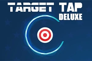 Na obrázku je modré pozadie s nápisom „TARGET TAP DELUXE“ a stredovým terčom s modrým kruhovým efektom