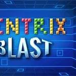 Farebný nápis TENTRIX BLAST na modrom pozadí s jemnými geometrickými vzormi