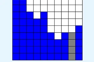 Obrázok zobrazuje mriežku s modrými, bielymi a sivými štvorcami, ktoré vytvárajú vzor diagonálnych pruhov