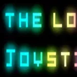 Svetelné písmo v dúhových farbách na čiernom pozadí vytvára nápis THE LOST JOYSTICK