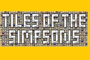 Nadpis Tiles of the Simpsons poskladaný z malých obrázkov postáv na žltom pozadí