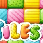 Farebné, vzorované kocky usporiadané v mriežke s nápisom Tiles v popredí