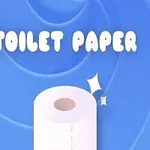 Valec toaletného papiera na modrom pozadí s textom TOILET PAPER a trblietkami