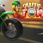 Zelená motorka v pohybe na rozmazanom pozadí s postavičkou v prilbe a farebným logom