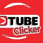 Červené logo s nápisom Tube Clicker a ikonou prehrávania