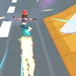 Postava jazdiaca na hoverboarde so stopou ohňa na ceste