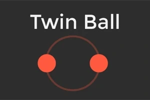 Na tmavosivom pozadí sú dva oranžové kruhy spojené oblúkom a nad nimi je biely nápis Twin Ball