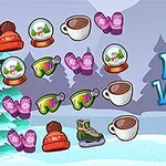 Predmety zimného obdobia, ako sú rukavice, šálky s horúcim nápojom, korčule, a zimné čiapky sú rozmiestnené na zasneženej krajine s textom „Winter Vacation“ vpravo