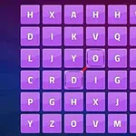 Fialová mriežka s písmenami na tmavom pozadí