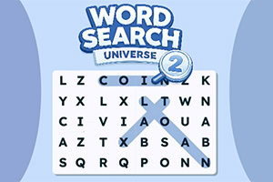 Logo Word Search Adventures 2 nad mriežkou osemsmerovky s modrými zvýraznenými písmenami a lupou