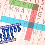 Farebná mriežka slov s nápisom Hollywood Stars v modrej farbe