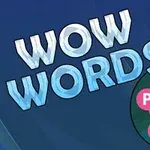 Modrá grafika s textom WOW WORDS a prepojenými ružovými písmenami P, Y, H, A v kruhovom diagrame