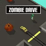 Žlté auto jazdí v bludisku s prekážkami a postavami, v popredí text Zombie Drive