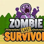 Fialový zombie s otvorenými ústami pred lesom s nápisom Zombie Last Survivor