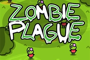 Zelené postavičky so zombíckymi prvkami na zelenom pozadí s textom Zombie Plague