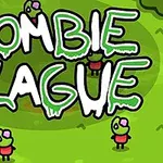 Zelené postavičky so zombíckymi prvkami na zelenom pozadí s textom Zombie Plague