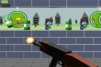 Strieľanie zombie cieľov je zábavná karnevalová arkádová hra